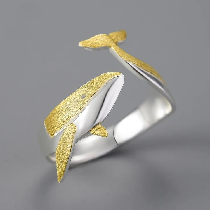18K Gold-Plated Sterling Silver Whale Ring